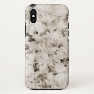 Coque iPhone X Roses gris blancs élégants vintages de Bohème