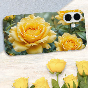 Coque Pour iPhone 16 Plus Roses Jaunes Élégantes avec Raindrops Jardin Flora