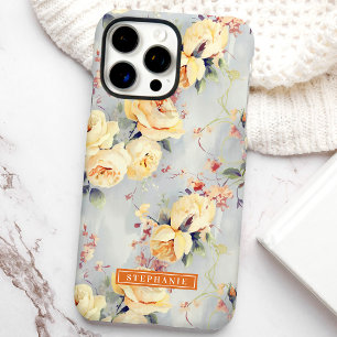 Coque iPhone 16 Pro Max Roses jaunes personnalisées Floral