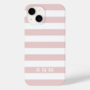 Coque Case-Mate iPhone Roses Pâles Rayures avec Nom ou Monogramme Set 14