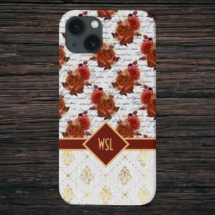 Case-Mate iPhone Case Roses romantiques de Bourgogne et de Blush sur Dam