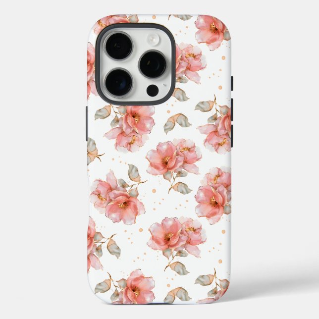 Coques Case-Mate iPhone Roses roses et Feuilles roses (Verso)
