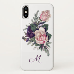 Case-Mate iPhone Case Roses roses, panoramas et monogramme de pin Vintag