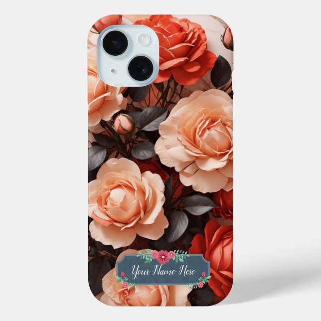 Coques Case-Mate iPhone Roses roses romantiques sur Marbre blanc élégant (Verso)