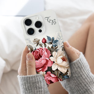 Coque Case-Mate iPhone Roses roses roses colorées élégantes avec monogram