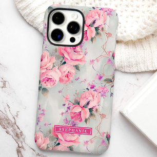 Coque iPhone 16 Pro Max Roses Roses Roses Personnalisées Floral