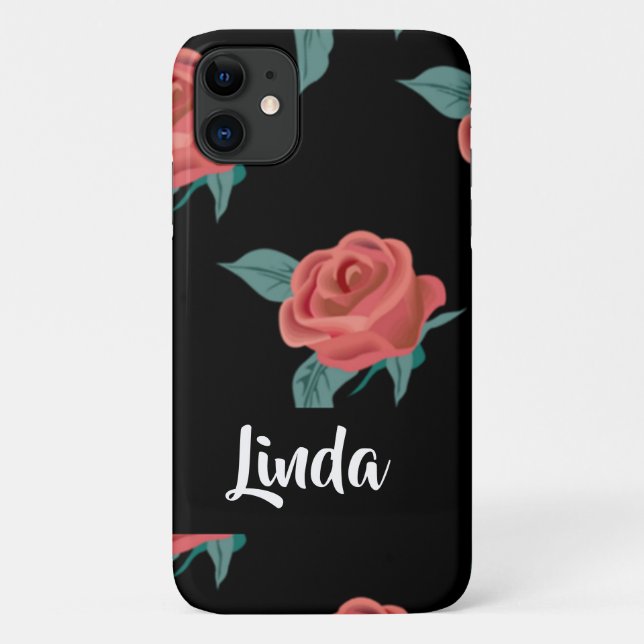 Coques Case-Mate iPhone Roses roses roses sur noir (Dos)