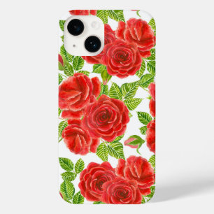 Coque Case-Mate iPhone Roses rouges aquarelle transparente motif