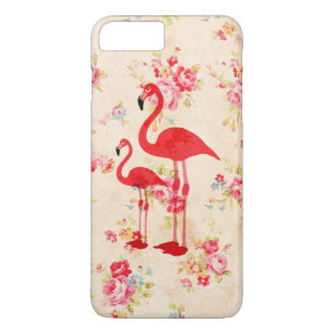 Coque iPhone 7 Plus Roses rouges de flamants élégants vintages floraux