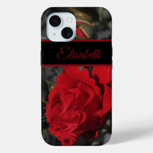 Coque Case-Mate iPhone roses rouges défilent sur fond gris foncé 