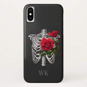 Case-Mate iPhone Case Roses rouges gothiques vintages Squelette Monogram