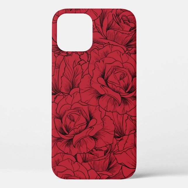 Coques Case-Mate iPhone roses rouges motif sans soudure  (Verso)