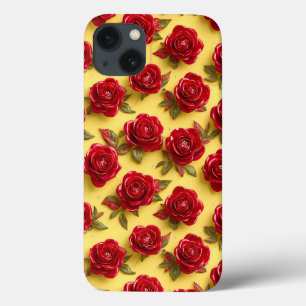 Case-Mate iPhone Case Roses rouges profondes Texture 3D Design romantiqu