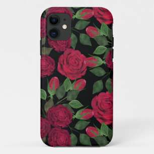 Case-Mate iPhone Case Roses rouges sur noir.