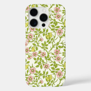 Coque iPhone 16 Pro Roses sauvages et papillons /rose/vert pâle/jaune