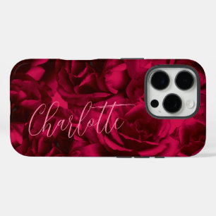 Coque iPhone 16 Pro Roses Sombre Personnalisation du Nom
