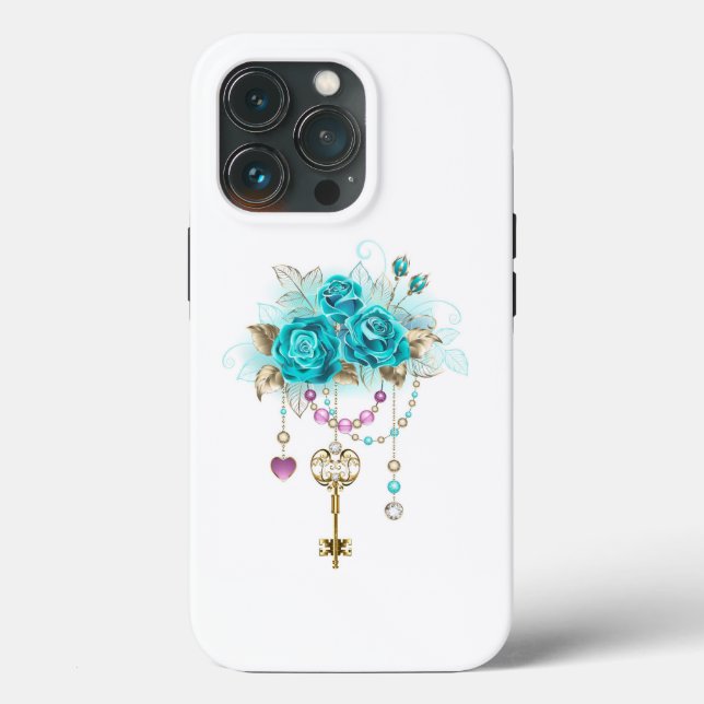 Coques Case-Mate iPhone Roses turquoise avec touches (Verso)