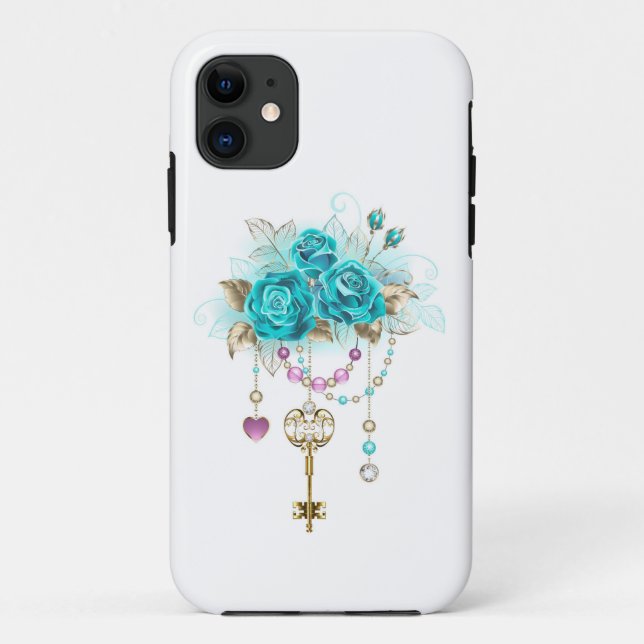 Coques Case-Mate iPhone Roses turquoise avec touches (Dos)