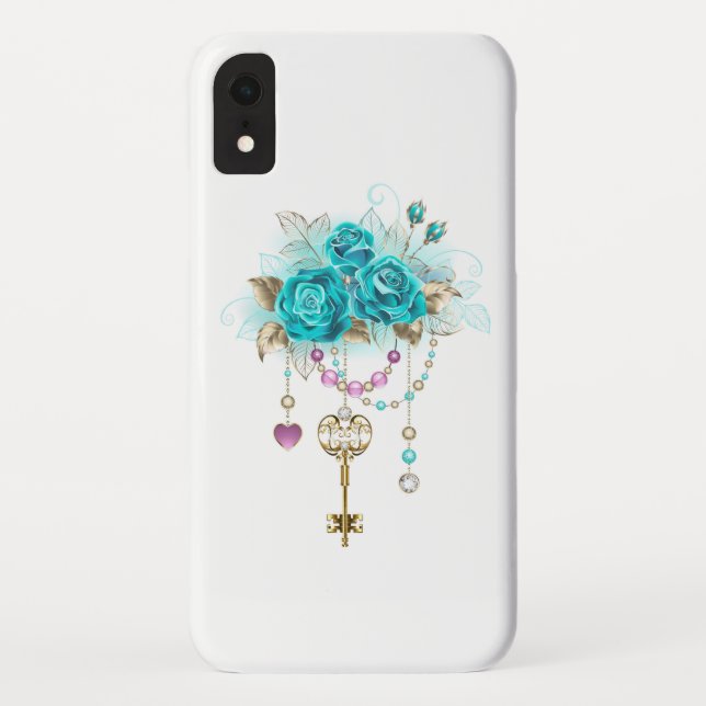 Coques Case-Mate iPhone Roses turquoise avec touches (Dos)