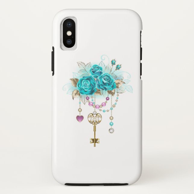 Coques Case-Mate iPhone Roses turquoise avec touches (Dos)