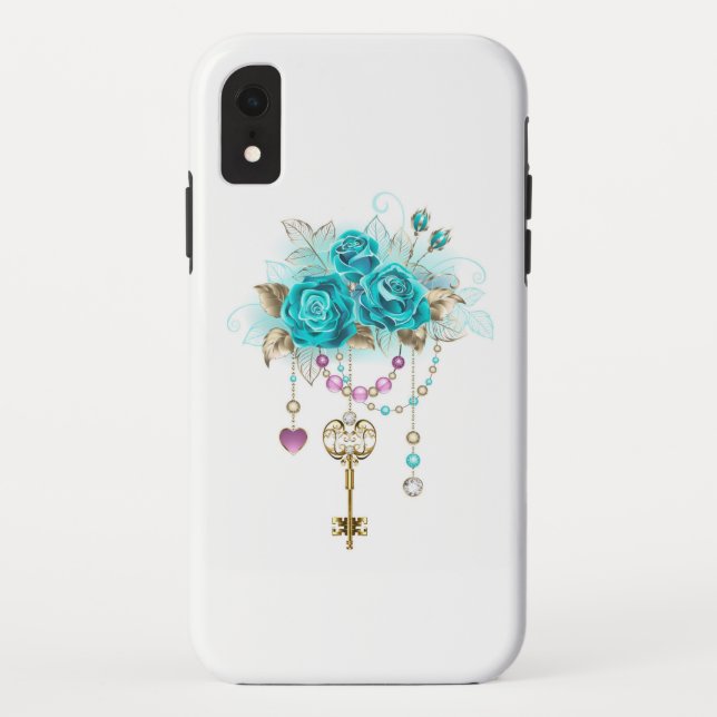 Coques Case-Mate iPhone Roses turquoise avec touches (Dos)