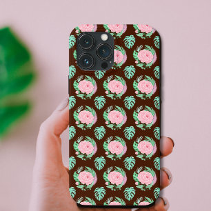 Case-Mate iPhone Case Roses Vintage Marron, Motif Monstera & Plume