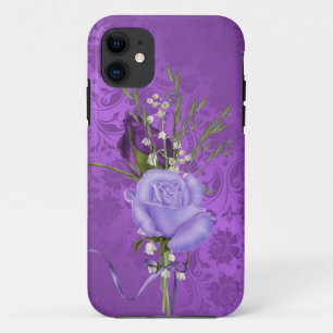 Etui iPhone Case-Mate roses violettes sur damas