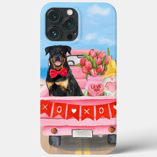 Coques Case-Mate iPhone Rottweiler Chien Saint Valentin Coeurs de Camion (Verso)