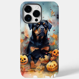 Coque Case-Mate iPhone Rottweiler d'Halloween avec citrouilles effrayant