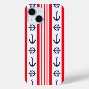 Coque Case-Mate iPhone Roue d'Ancres et de navires bleus et rouges