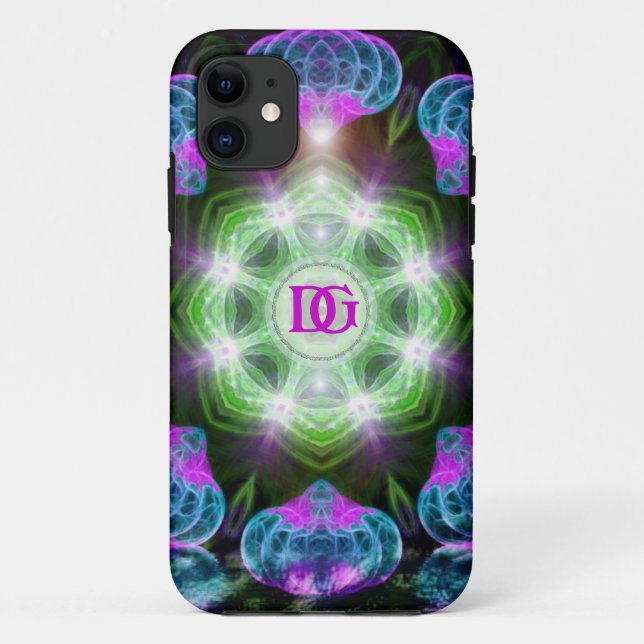 Coques Case-Mate iPhone Roue Ferris verte rose bleue Fractale Art personna (Dos)