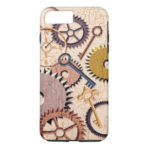 Case-Mate iPhone Case Roues à vapeur, engrenages, clés, vieille carte Pe