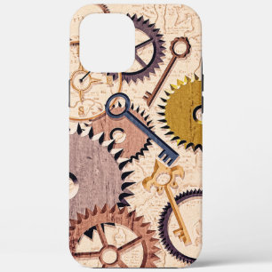 Case-Mate iPhone Case Roues à vapeur, engrenages, clés, vieille carte Pe