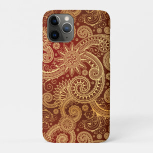 Etui iPhone Case-Mate Rouge abstrait et motif floral d'or