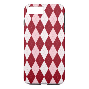 Coque iPhone 7 Plus Rouge Argyle Rouge Clair Petit Diamant