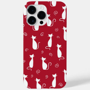 COQUE Case-Mate iPhone ROUGE AVEC MOTIF CHAT SITTTE BLANC