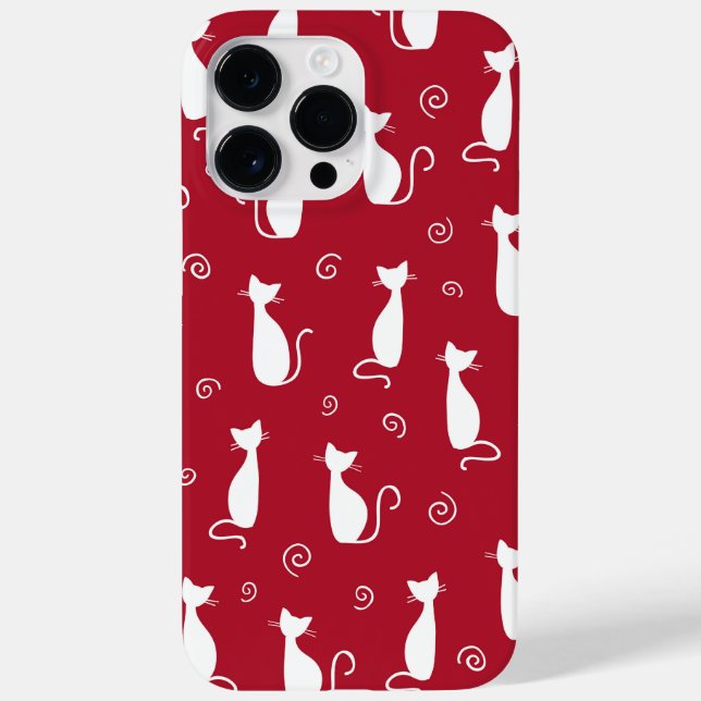 COQUES Case-Mate iPhone ROUGE AVEC MOTIF CHAT SITTTE BLANC (Verso)