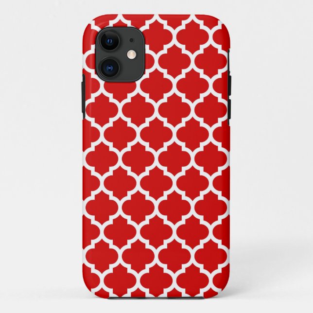 Coques Case-Mate iPhone Rouge Blanc Marocain Quatrefoil Motif #5 (Dos)
