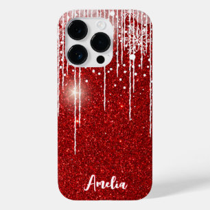 Coque Case-Mate iPhone Rouge Blanc Snowy Driving Snowflake Nom personnali