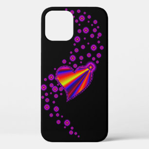 Coques Pour iPhone Rouge bleu arc-en-ciel Coeur avec étoiles sur noir