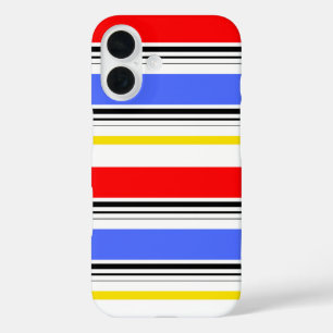 Coque Pour iPhone 16 Rouge Bleu Blancs Design