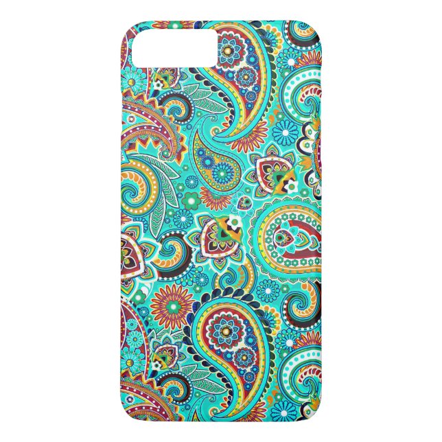 Coques Case-Mate iPhone Rouge bleu jaune Paisley (Dos)