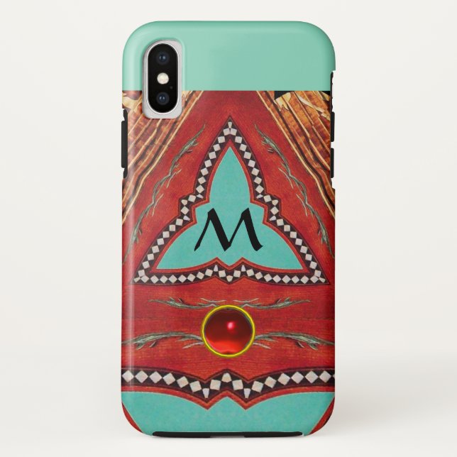 COQUES Case-Mate iPhone ROUGE BLEU MONOGRAMME TRIANGLE GÉOMÉTRIQUE ABSTRAI (Dos)
