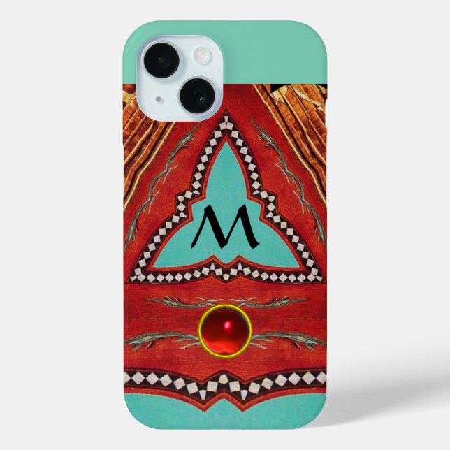 COQUES Case-Mate iPhone ROUGE BLEU MONOGRAMME TRIANGLE GÉOMÉTRIQUE ABSTRAI (Verso)