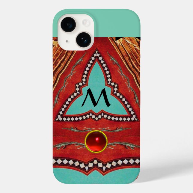 COQUES Case-Mate iPhone ROUGE BLEU MONOGRAMME TRIANGLE GÉOMÉTRIQUE ABSTRAI (Verso)