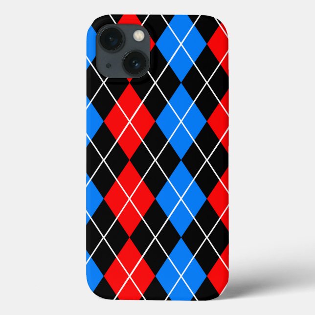 Coques Case-Mate iPhone Rouge Bleu Noir Argyle Motif de Diamant Design  (Verso)