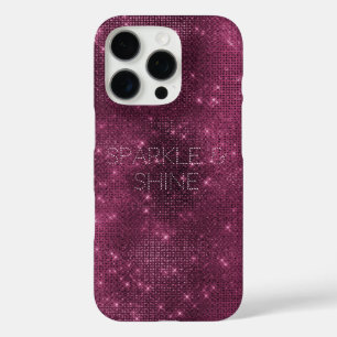 Coque iPhone 16 Pro Rouge Bourgogne Pailleté Chic Glamour Étincelle