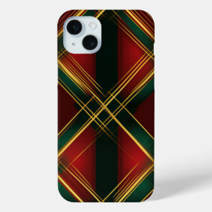 COQUE Case-Mate iPhone ROUGE BRILLANT OR VERT NOËL MOTIF PLAID