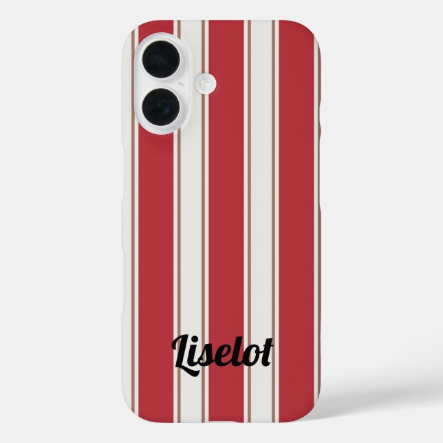 Coques Case-Mate iPhone Rouge Classique, Blanc et Rayures de Souris Mocha (Verso)