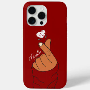 Coque Case-Mate iPhone Rouge Coréen Doigt Amour Coeur Main Signe Chaud Pe